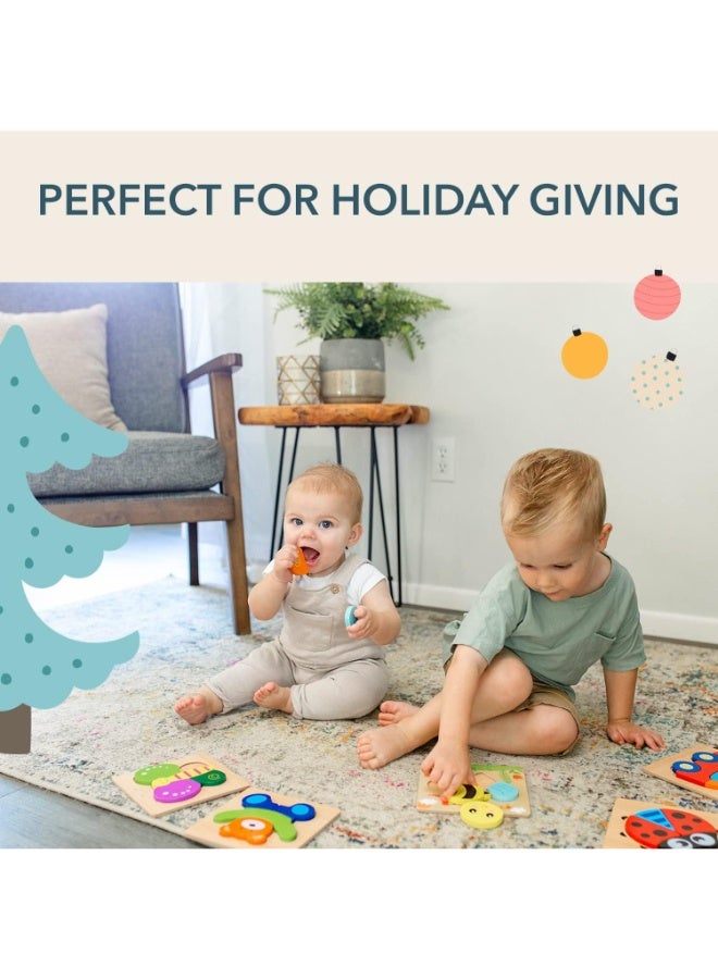 Wooden Puzzles for Toddlers – Set of 4 Animal Shapes (Ladybug, Bear, Bee, erfly) – Early STEM Learning Toy for Ages 1–3 Years - Image 5